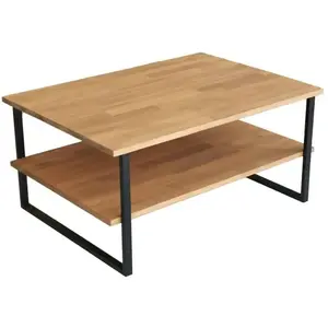 Table basse Dlionett - Dmora - Bois massif - Chêne 85x67h40 cm pas cher