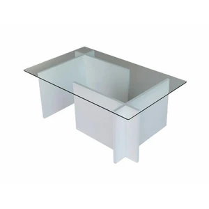 Table de Salon Teti Dmora en Bois Mélaminé Blanc 105x65x40h cm pas cher