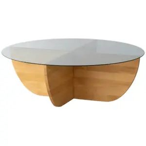 Table basse Dpere - Dmora - Bois massif - Chêne 90x96h30 cm pas cher