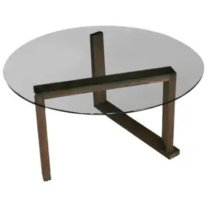 Table basse Dimmobil - Dmora - Bois massif - Noyer 80x86h41 cm pas cher