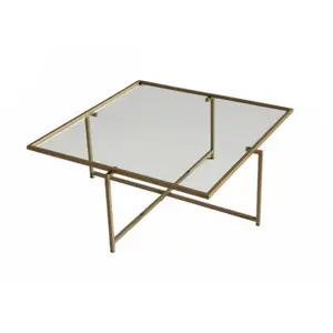 Table basse Dhjulman - Dmora - Verre - Or 85x95h35 cm pas cher
