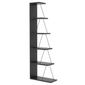 Dmora - Bibliothèque Erminia 50x22xh150 cm Anthracite Noir Panneau effet bois et Métal pas cher