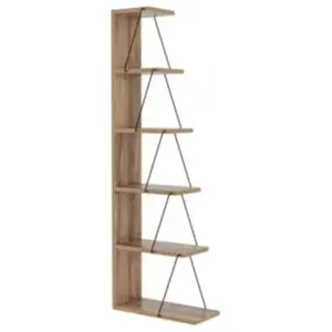 DMORA Bibliothèque Dpallanc,  50x22h150 cm, Chêne et Noir pas cher