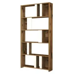 Dmora - Bibliothèque Scapolita 90x20xh180 cm noyer blanc Panneau effet boisVendu parcdiscount