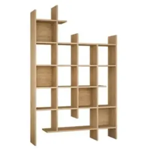 Dmora - Bibliothèque Achela 122 x 255 x h188 cm chêne Panneau effet bois pas cher