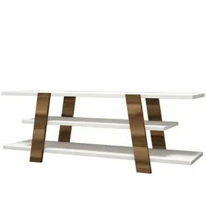Meuble TV Doukhadd - Dmora - Mélamine - Noyer, Blanc 120x34h42 cm pas cher