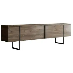 Meuble TV Dgridell - Dmora - Mélamine - Noyer, Noir 180x34.5h50 cm pas cher