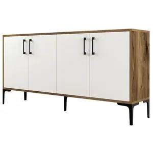 Buffet Daltobell - Dmora - Mélamine - Noyer, Blanc 160x45h78 cm pas cher
