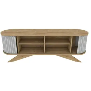 Meuble TV Desteve - Dmora - Mélamine - Chêne Blanc 180x49h60 cm pas cher