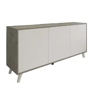Buffet Dabaid - Dmora - Mélamine - Gris clair, blanc 153.9x54h72 cm pas cher