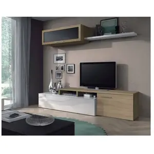 Meuble TV de salon complet - DMORA - Blanc brillant et chêne - Style c...Vendu parcdiscount