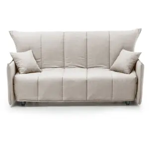 Dmora - Canapé-lit 3 places Allegra 165x90h85 cm Beige Bois Panneau effet bois et Polyester pas cher