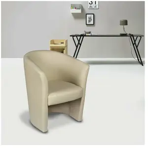 Fauteuil Dpanett - Dmora - En Simili Cuir - Beige 64x63h76 cm pas cher