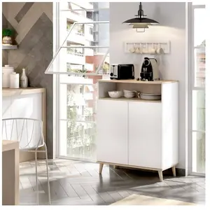 Dmora Buffet Altaï 80x40xh102 cm Blanc Chêne pas cher