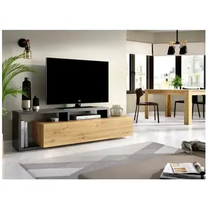 Meuble TV Dgodign - Dmora - Mélamine - Chêne noueux, anthracite 165x41... pas cher