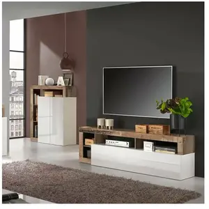 Meuble TV Arkangel Dmora Bois Mélaminé Blanc Brillant 42x184x58h cm pas cher