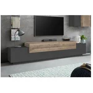 Meuble TV Nico - DMORA - Buffet bas de salon - 240x45h52 cm - Anthraci... pas cher