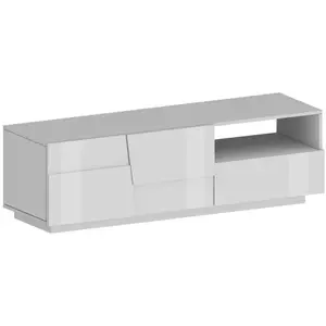 Meuble TV Dcoulibal - Dmora - Mélamine - Blanc 150x44h46 cm pas cher
