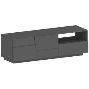 Meuble TV Dcoulibal - Dmora - Mélamine - Anthracite 150x44h46 cm pas cher