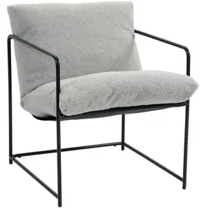 Fauteuil Dabdelat - Dmora - En Tissu - Gris 61x67h75 cm pas cher