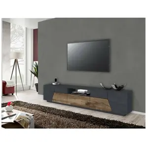 Meuble TV de salon - DMORA - 4 portes géométriques et 1 tiroir - Marro...Vendu parcdiscount