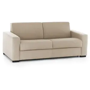 Dmora - Canapé-lit 2 places Andymion 200x95h90 cm Beige Bois Panneau effet bois et Polyester pas cher