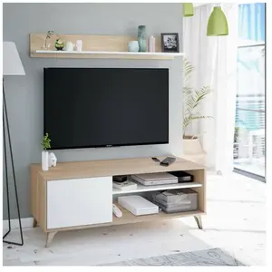 Dmora - Support TV Dhuijse Buffet pour télévision de salon avec 1 porte Meuble TV de salon Buffet design 135x40h50 cm Chêne pas cher