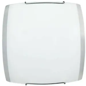 Energy - Plafonnier en plaque de verre blanc transparent crochets chromés 30x10xh.30 cm pas cher