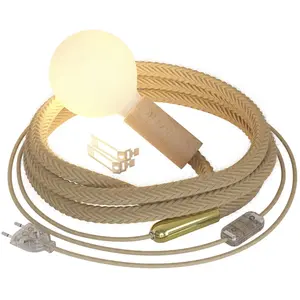 Creative Cables Lampe à Brancher Avec Câble En Jute Tressée Avec Bulb pas cher