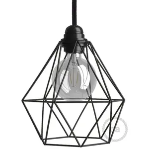 creative cables - Cage d'abat-jour en métal en forme de diamant avec raccord E27 - NoirVendu parbricoinn