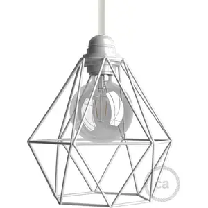 creative cables Cage abat-jour Diamond en métal avec culot E27 - BlancVendu parbricoinn