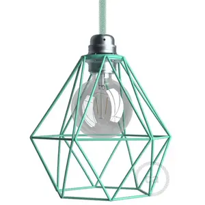 creative cables Cage abat-jour Diamond en métal avec culot E27 - TurquoiseVendu parbricoinn