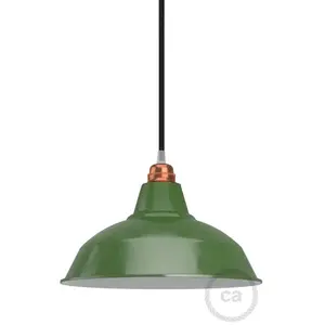 creative cables Abat-jour Bistrot en métal émaillé avec culot E27, diamètre 30 cm - Vert pas cher
