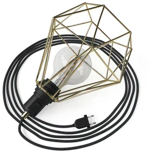 Creative Cables Lampe De Table Serpent-lampe à Brancher Avec Abat-jour Cage En Diamant Et Prise à 2 Broches pas cher
