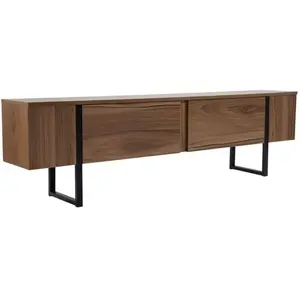 Meuble TV Tarquin Dmora en Bois Revêtu Noyer Brun 295x180x50h cm pas cher