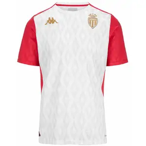 Kappa Maillot Aboupret Pro 8 AS Monaco 24/25 pour Garçon - Blanc rouge pas cher