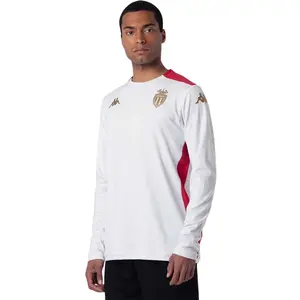Kappa Sweatshirt Aldren Pro 8 AS Monaco 24/25 pour Homme - Blanc rouge pas cher