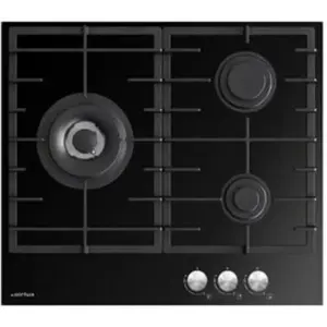 Airlux Airlux ATV63TBK Table de cuisson au gaz Verre noir - 3 foyers pas cher