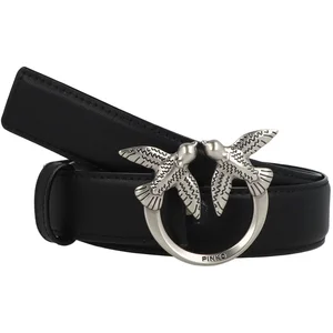 PINKO Leren Riem Love Berry H3 Belt W95 Black - Old Silver Zwart pas cher