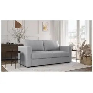 Canapé 3 places - Delta - Tissu Malmo 83 Gris Clair - Convertible semi... pas cher