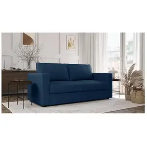 Canapé 3 places - Delta - Tissu Bleu - Convertible semi-express - 190 ... pas cher