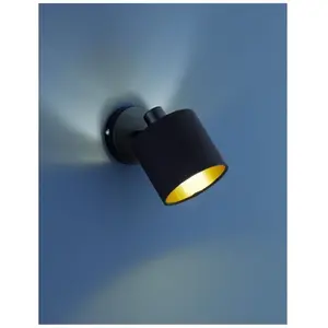 IPERBRIKO Spot Tommy 1xE14 Tissu Noir Et Noir-Or L12 cm Trio Lighting pas cher