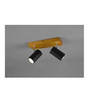 Iperbriko - Marley Spot 2 Spot GU10 Noir Et Bois L26 cm Trio Lighting pas cher