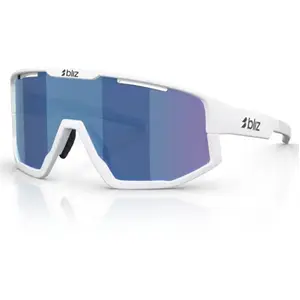 Bliz, Unisexe, Lunettes de sport, Fusion (blanc mat, Fumée, Ice Blue Multicolor), Blanc, Bleu pas cher