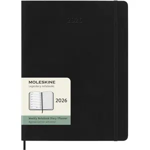 Agenda civil Moleskine 2026 12 mois Semainier Format XL Souple Noir pas cher