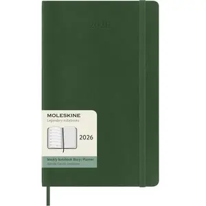 Moleskine 12 Monate Wochen Notizkalender 2026, Large/A5, 1 Wo = 1 Seite, rechts linierte Seite, Weicher Einband, Myrtengrün pas cher