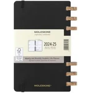 Agenda civil à spirales Moleskine Académique 12 mois Grand Format Couverture Souple Noir pas cher