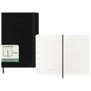 Agenda civil Moleskine 2026 12 mois Semainier Grand Format Souple Noir pas cher