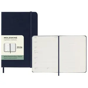Agenda civil Moleskine 2026 12 mois Semainier Format Poche Dur Bleu Sa... pas cher