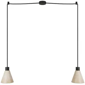 Creative Cables Suspension Multiple à 2 Lumières Avec Abat-jour En Bois En Forme De Cône Sans AmpouleVendu parbricoinn